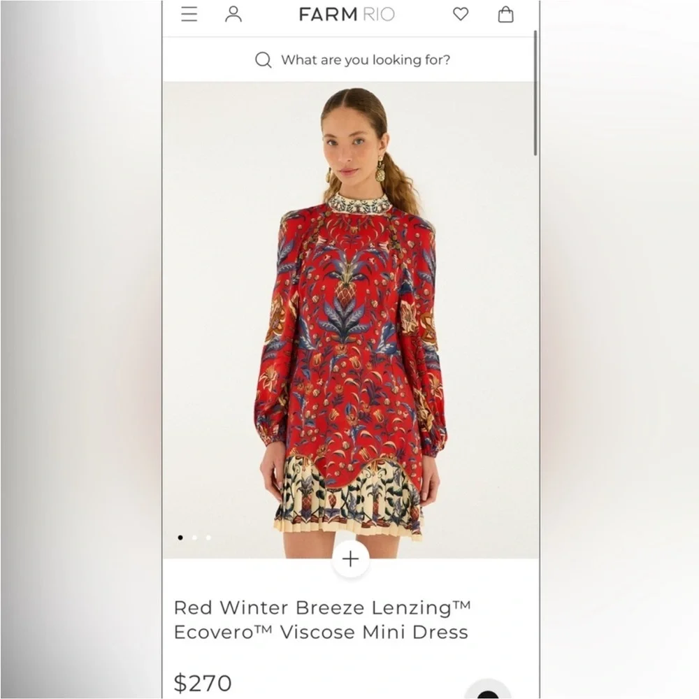 Farm Rio: Red Winter Breeze Lenzing Viscose Mini Dress - Picture 7 of 13